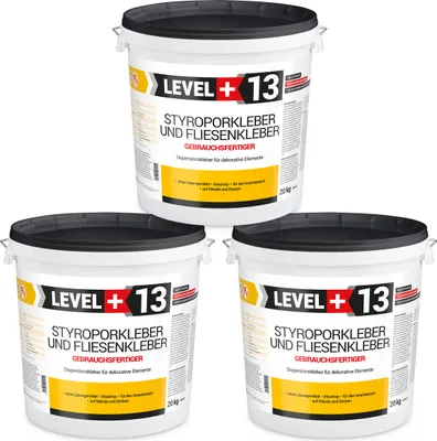Zdjęcie produktu dla Gotowy Klej do styropianu 60KG Biały Klej do Płytek dekoracyjnych do korka Level Plus 13
