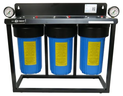 Produktbild von 3-Stufen 10' BigBlue Hauswasserfilter Brunnen m. Manometer ohne Filter