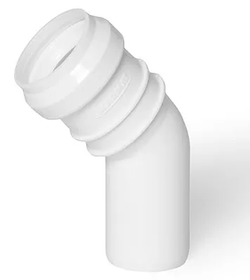 Produktbild von Abwasserknie für Sanitärinstallationen mit 32 mm Durchmesser und 90-Grad-Winkel, Farbe Weiß