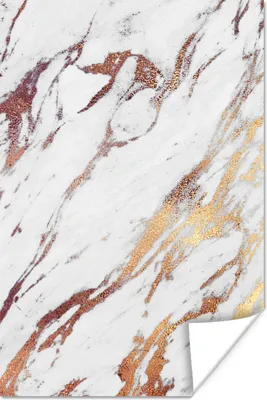 Produktbild von MuchoWow® Poster Marmor - Gold - Kupfer - Weiß 20x30 cm - Papierdruck