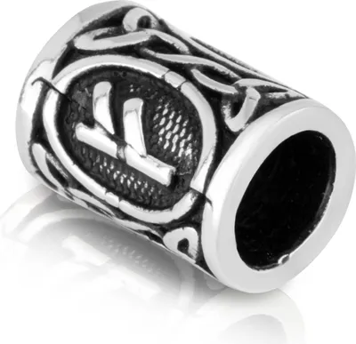 Produktbild von 925 Sterling Silber Bartperle - Futhark FEHU Haarperle Silver Bartschmuck 2161