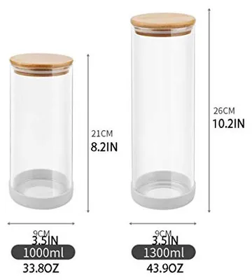 Imagen del producto de Recipientes de vidrio con tapa, juego de frascos de vidrio, frasco para especias, recipiente de vidrio para almacenamiento con tapa, frascos para organizar la despensa, color uniforme, extra grandes