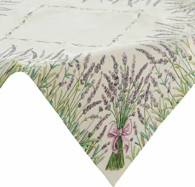 Immagine prodotto di EUROFIRANY | Tovaglia - 100 x 100 cm - crema verde lavanda - Tovaglia Gobelin - Vintage