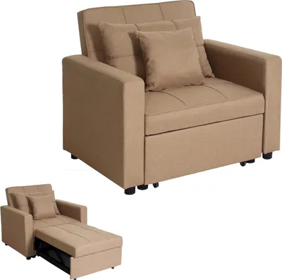 Immagine prodotto di Poltrona letto HWC-L90, poltrona letto pieghevole divano letto per ospiti reclinabile, superficie reclinabile 197x103cm tessuto/tessuto ~ taupe