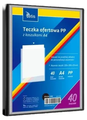 Obrázek produktu pro Prezentační složka A4 z PP + 40 obalů, černá – Tetis