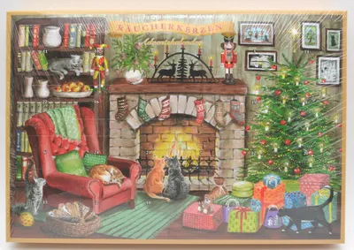 Produktbild von 24 Räucherkerzen Adventskalender Katzen am Kamin