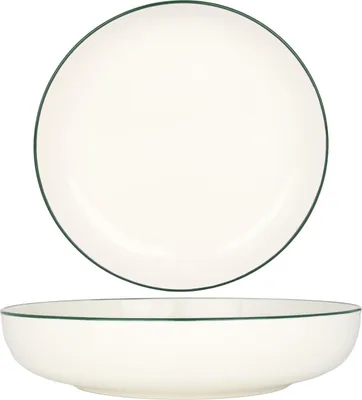 Obrázek produktu pro Hluboké talíře Rinart - zelený okraj - porcelán - 26 cm (2000 cm3)
