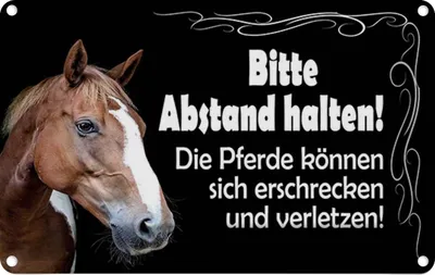 Produktbild von vianmo Blechschild 12x18 cm bitte Abstand halten Pferde Warnschild Hinweisschild Sicherheit Vorsicht