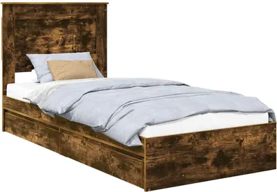 Image de Lit de Rangement Chêne fumé 75 x 190 cm Bois d'ingénierie