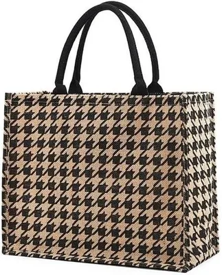 Image de Grand sac en jute avec fermeture éclair et poche intérieure