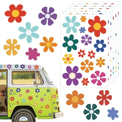 96 Gänseblümchen-Sticker, bunte Blumenaufkleber, selbstklebend