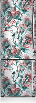 Produktbild von Kühlschrank Aufkleber Kühlschrankmagnete Dekoration Kühlschrankfolie 70x190 cm - Tropische Zeichnung.