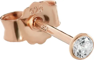 Produktbild von Einzel 2,3mm Ohrstecker 925 Sterling Silber Rosegold Vergoldet Zirkonia Ohrringe
