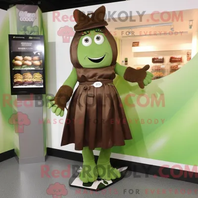 Produktbild von Maskottchenkostüm REDBROKOLY Olive Chocolate Bars mit Minikleid und Fußkettchen