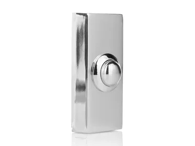 Produktbild von Haustürklingel Aufputz drahtgebunden, Klingeltaster Chrom eckig Höhe 7cm