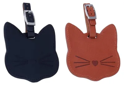 Produktbild von 2 Stück Gepäckanhänger aus Kunstleder mit Katzendesign