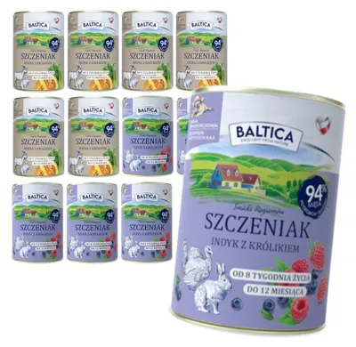 Zdjęcie produktu dla Baltica 12x400g Bezzbożowa Mokra Karma Dla Szczeniąt Mix 2 Smaków