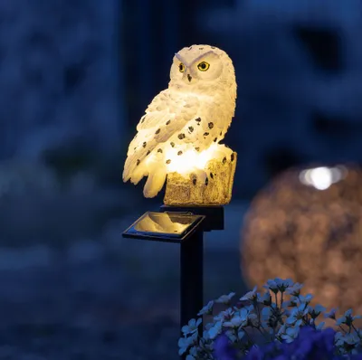 Produktbild von LED Solar Gartenstecker EULE warm weiß - 45 x 10 cm - Garten Dekoleuchte mit Dämmerungssensor - Deko Leuchte Figur Skulptur Gartenleuchte Dekoleuchte