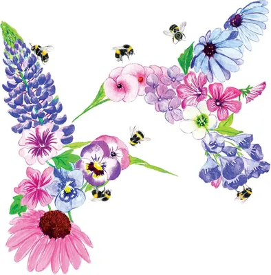 Produktbild von 20 Servietten Hummingbird Fleurettes - Kolibri aus Blumen 33x33cm