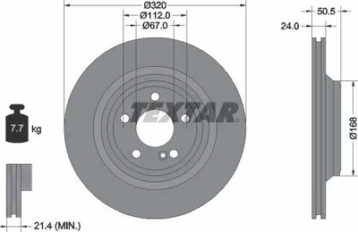 Produktbild von 2x TEXTAR Bremsscheibe 92317305 passend für MERCEDES-BENZ SL (R231) 50 5mm 7 7kg