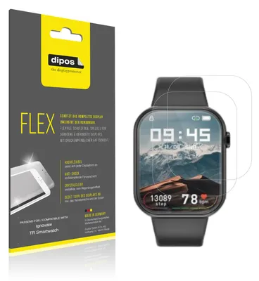 Image de 2x Film de protection d'écran pour Ignovate TR Smartwatch, recouvre 100% de l'écran, dipos Flex