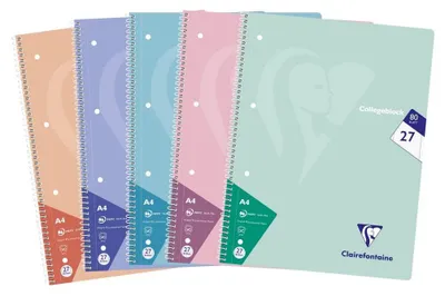 Produktbild von Clairefontaine 306227C 5 Hefte A4 80 Blatt liniert mit Doppelrand sortiert