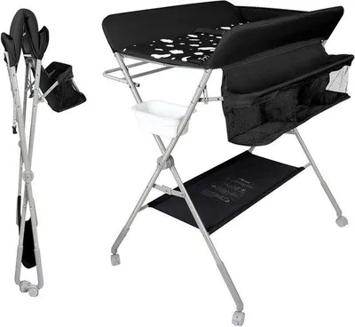 Produktbild von Baby-Wickeltisch – Wickeltisch mit Rollen – Für die Babypflege – Klappbar und verstellbar – 80 x 58 x 90 cm