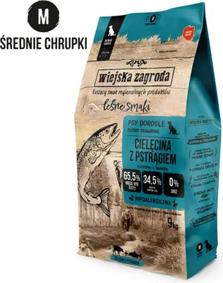 Obrázek produktu pro Wiejska Zagroda FOREST FLAVORS Hundefutter VEAL TROUT Mittlere Rassen 9kg