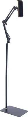 Image de Support universel pour tablette – Socle pour téléphone et tablette – Réglable en hauteur avec bras flexible – Rotation à 360° – Pour appareils de 12 à 18 cm – Noir