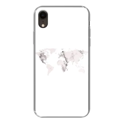 Produktbild von MuchoWow® Handyhülle Schutzhülle Hülle für iPhone XR Weltkarte - Marmor - Weiß Silikon Softcase Handy Hülle - Schutzdeckel