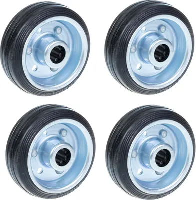 Obrázok produktu pre 80 mm 3" čierne gumové koleso s lisovaným oceľovým stredom 70 kg - sada 4 ks