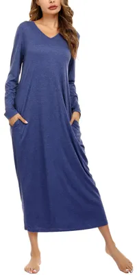 Image de Kimono de nuit en coton - Bleu marine avec fermeture éclair