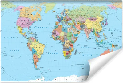 Obrázok produktu pre Muralo netkaná fyzikálna tapeta WORLD MAP pre kanceláriu 180cm x 120cm vysoká