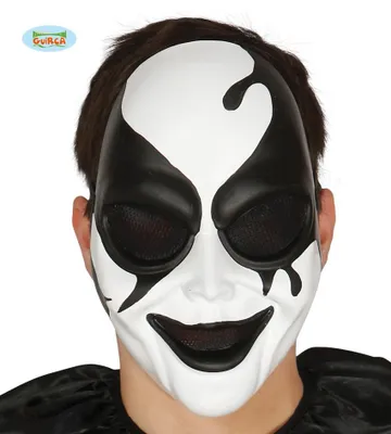 Produktbild von schwarz weiße Harlekin Maske für Erwachsene