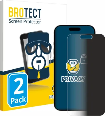 Produktbild von 2x BROTECT Sichtschutzfolie für Apple iPhone 15 / 15 Pro Anti-Spy Privacy Sichtschutz Blickschutz Folie Blaulicht-Schutz