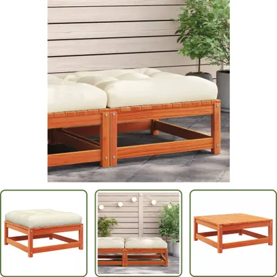Produktbild von The Living Store Gartenhocker mit Kissen Wachsbraun Massivholz Kiefer