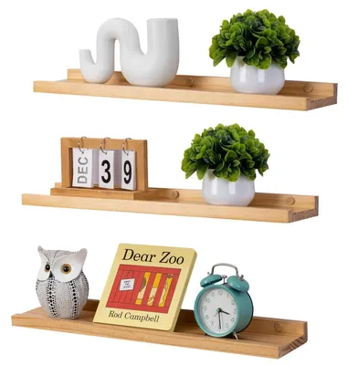 Produktbild von Wandregal Holz 3er Set 60cm Rustikal Schwebend Kiefer Massiv Natur