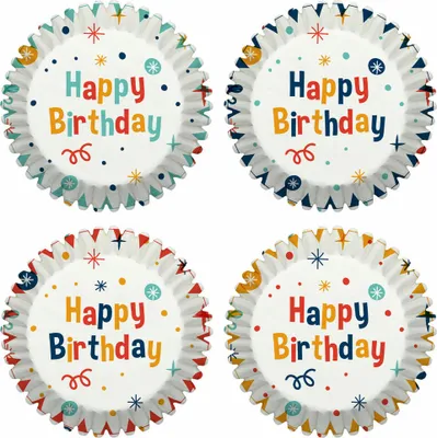 Produktbild von Birkmann Papierbackförmchen, 100 Stück, Backförmchen, Muffinbackform, Muffinform, Happy Birthday, Ø 7 cm, 444812