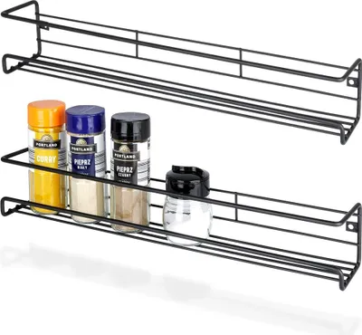 Produktbild von Vilde | Gewürzregale - Schwarz - 2 Stück - Metall - 40 × 6,5 × 6,5 cm - Küchenorganisation