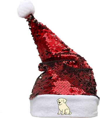 Produktbild von Huuraa Weihnachtsmütze Kuvasz Comic Kuvi Geschenk Pailletten Rot/Weiß Filz Kuvasz Geschenkidee