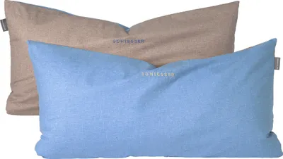 Produktbild von Schiesser Kissenhülle Doubleface im 2er Set | Renforcé | 100% Baumwolle aus nachhaltiger Produktion | 40x80cm | Hellblau-Silber