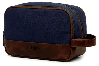 Produktbild von Kulturtasche Herren echt Leder - Waschtasche Beau - Kulturbeutel Leder-Waschtasche Herren und Damen blau handgefertigt