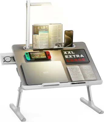 Produktbild von Laptoptisch Betttisch mit LED Lampe Höhen verstellbar Buchständer Tablet Schlitz