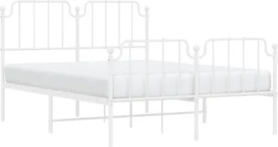 Productafbeelding van vidaXL Bedframe met hoofdeinde en voeteneinde, metaal, wit, 135x190 cm