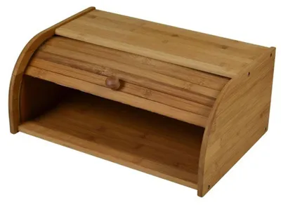 Image de Boîte à pain en bambou 40x27x17cm boîte à pain boîte de rangement boîte à roulettes