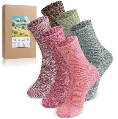 Immagine prodotto di Calze termiche da donna, 6 paia, calze in Lana, calze invernali, calze calde, colore rosa, taglia 35-42