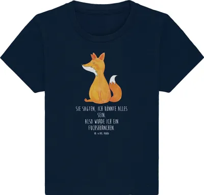 Produktbild von Mr. & Mrs. Panda Babyshirt Einhorn Fuchs 12. - 18. Monat - French Navy - Geschenk, Fuchshörnchen, Einhörner,  T-Shirt, Unicorns, Baby Oberteil, Shirt, Top, Unicorn
