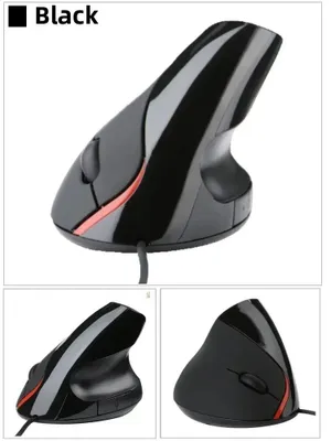 Produktbild von Vertikale kabelgebundene Maus mit 1600 DPI, Ergonomische USB-Maus für PC und Laptop - Black