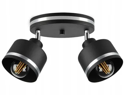 Produktbild von Luxolar LED Deckenleuchte 2-flammig E27 60W - Schwenkbar Deckenlampe mit Metalchirmen Schwarz-chrom - Moderne Wohnzimmer Hängelampe