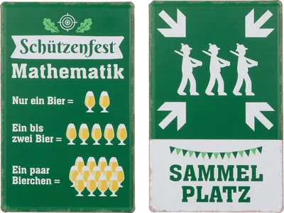 Zdjęcie produktu dla Gilde Schild, rechteckig, "Schützenfest", Spruch, Metall, grün, VE 6, 2 Stück wie abgebildet,, B. 19 cm, H. 30 cm 51829